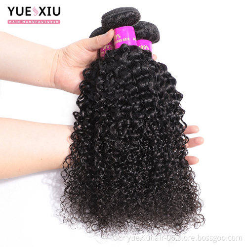 Brazilian Jerry Curl Human Hair Extension 3 Bundles With Lace Closure